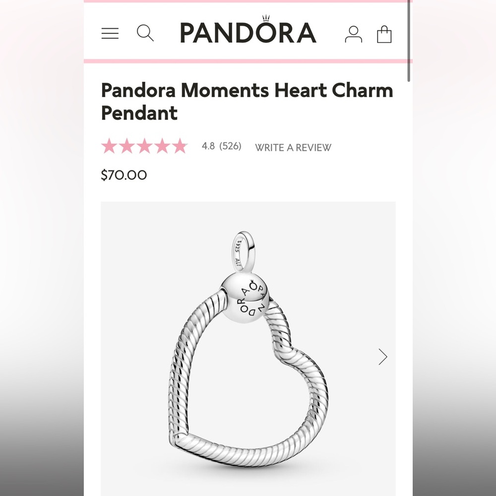 Pandora Moments Heart Charm Necklace